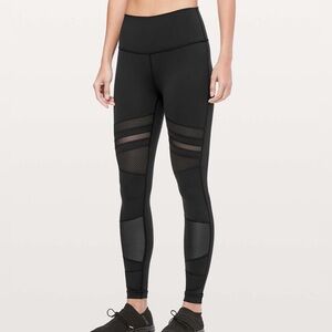 Lululemon Black High-Waisted Mesh Panel Leggings